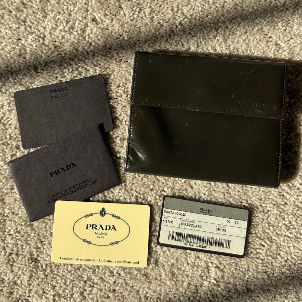 Prada Wallet - Spazzolato Portafoglio in Color Gray Smog with authenticity card